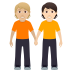 🧑🏼‍🤝‍🧑🏻 people holding hands: medium-light skin tone, light skin tone display on JoyPixels